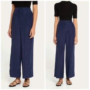 Jonathan Simkhai Wide Leg Trousers Size 2 Midnight Blue Career Professional Work